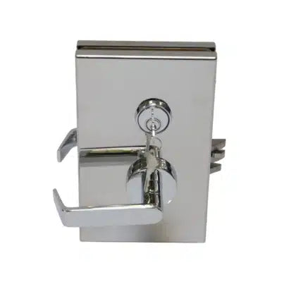 6" x 10" Glass Door Center Lock with Deadlatch — Entrance Function