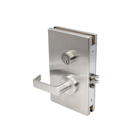 6" x 10" Glass Door Center Lock with Deadlatch — Storeroom Function