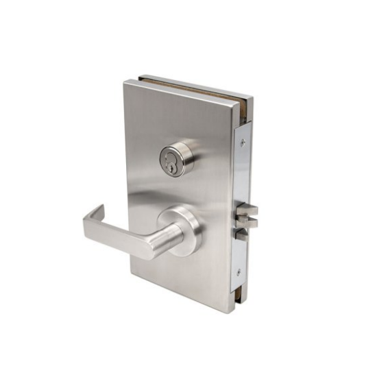 6" x 10" Glass Door Center Lock with Deadlatch — Classroom Function