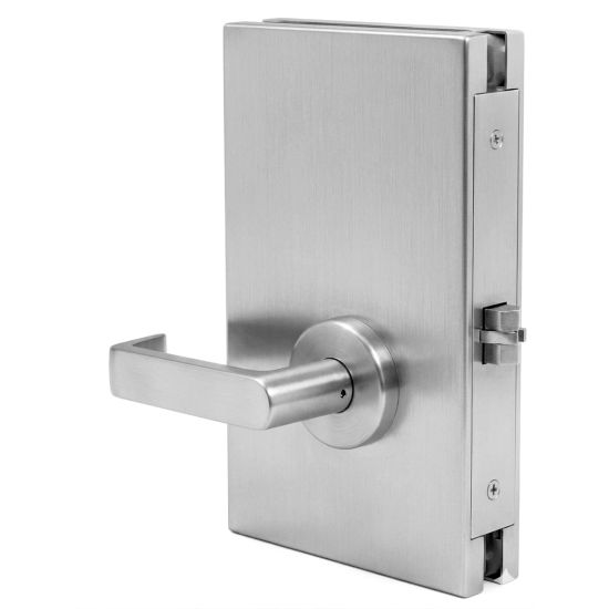 6" x 10" Glass Door Center Lock with Deadlatch — Passage Function