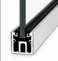 Bottom U Channel with Setting Block, 120" Aluminum Sidelite Rail, Narrow Width Deep Channel, Store Front